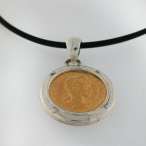 Pendant in 925‰ silver with ROMAN COIN in gilded silver