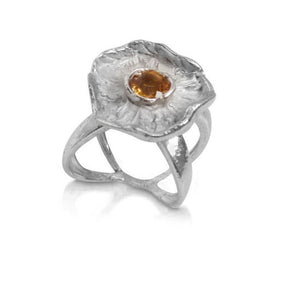 Silver ring with citrine quartz
