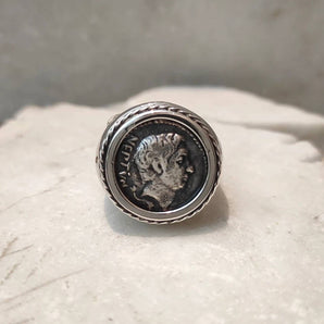 925‰ silver ring with NEPTUN silver ROMAN COIN
