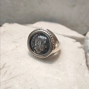 925‰ silver ring with NEPTUN silver ROMAN COIN