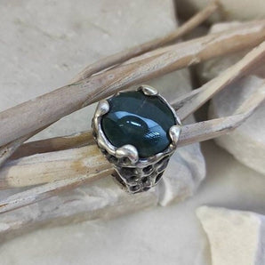 925‰ Silver Ring with Green Jasper